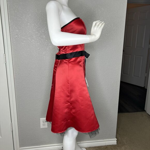 Vtg Jessica Mcclintock Gunne Sax Dress Size 8 Strapless Fit Flare Red Black NWOT - Picture 5 of 8